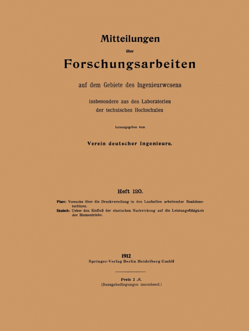 Mitteilungen Uber Forschungsarbeiten Auf Dem Gebiete Des Ingenieurwesens
