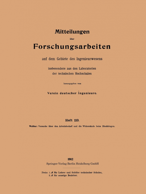 Mitteilungen Uber Forschungsarbeiten