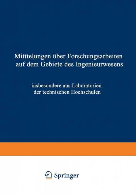 Mittteilungen Uber Forschungsarbeiten Auf Dem Gebiete Des Ingenieurwesens