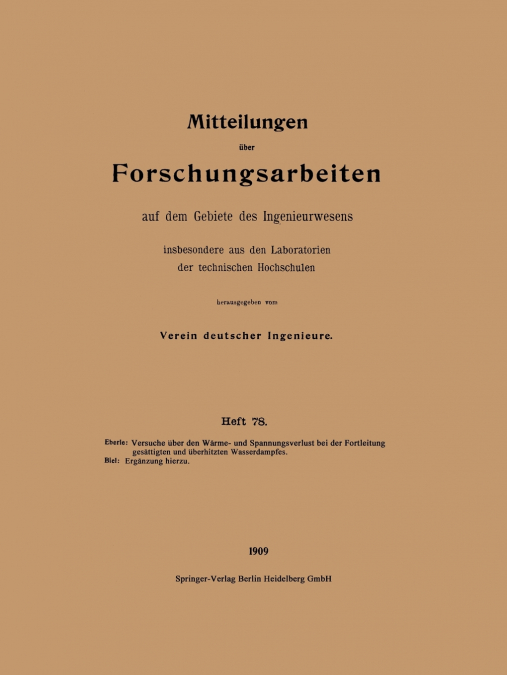 Mitteilungen Uber Forschungsarbeiten Auf Dem Gebiete Des Ingenieurwesens
