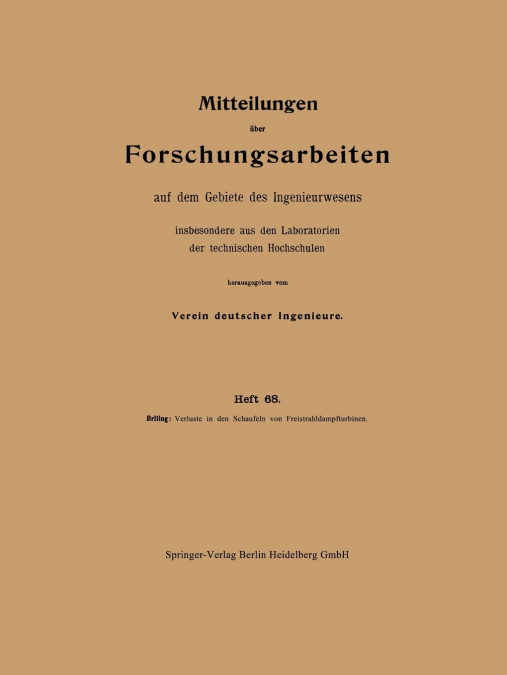 Verluste in Den Schaufeln Von Freistrahldampfturbinen