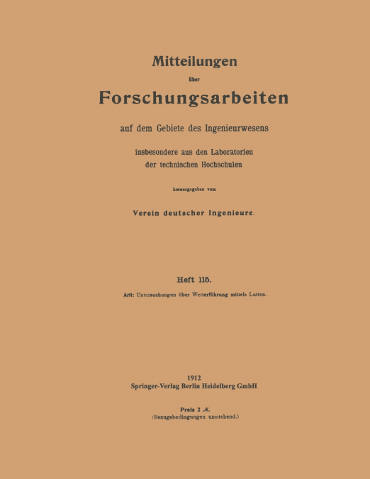 Mitteilungen Uber Forschungsarbeiten
