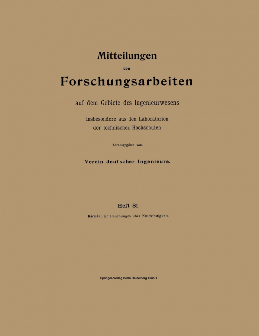 Mitteilungen Uber Forschungsarbeiten Auf Dem Gebiete Des Ingenieurwesens Insbesondere Aus Den Laboratorien Der Technischen Hochschulen