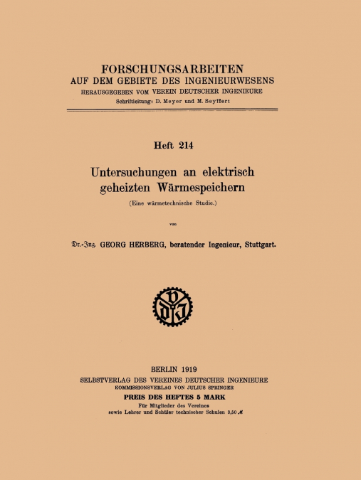Untersuchungen an Elektrisch Geheizten Warmespeichern