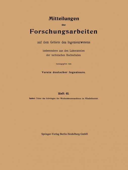 Mitteilungen Uber Forschungsarbeiten Auf Dem Gebiete Des Ingenieurwesens