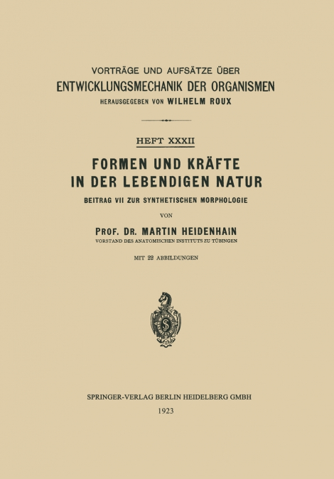 Formen Und Krafte in Der Lebendigen Natur