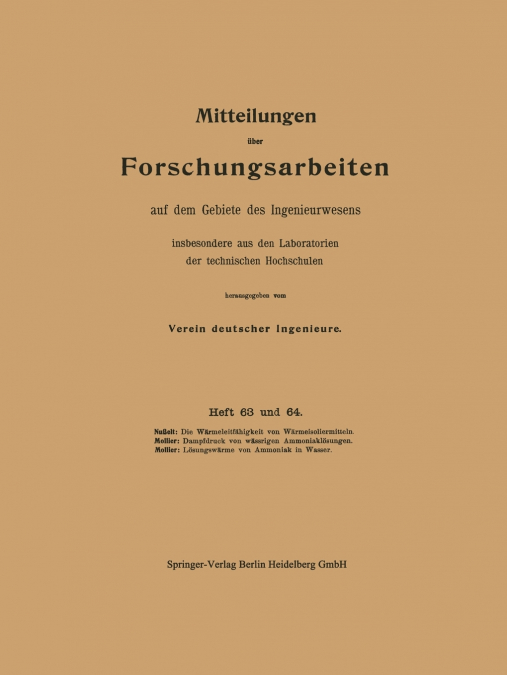 Mitteilungen Uber Forschungsarbeiten Auf Dem Gebiete Des Ingenieurwesens