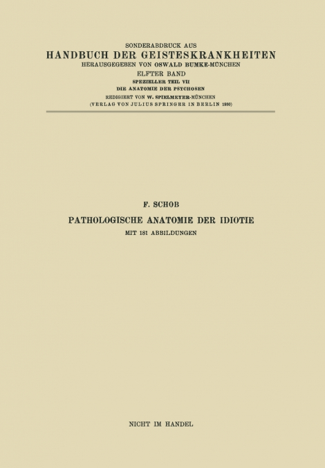 Pathologische Anatomie Der Idiotie