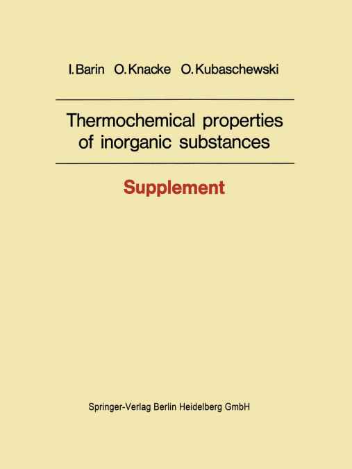 Thermochemical properties of inorganic substances
