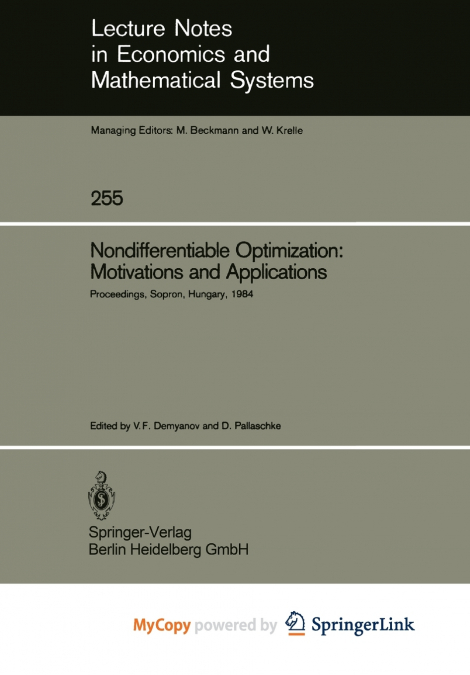 Nondifferentiable Optimization
