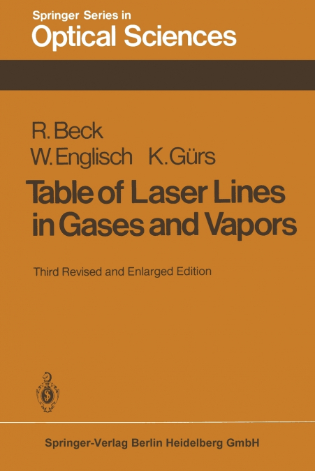 Table of Laser Lines in Gases and Vapors