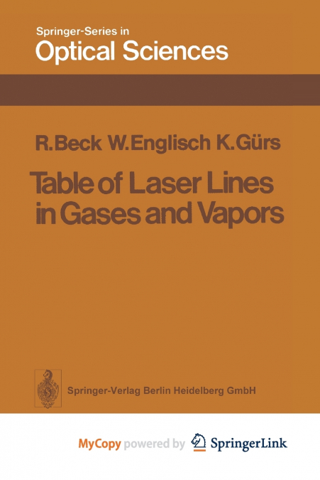 Table of Laser Lines in Gases and Vapors