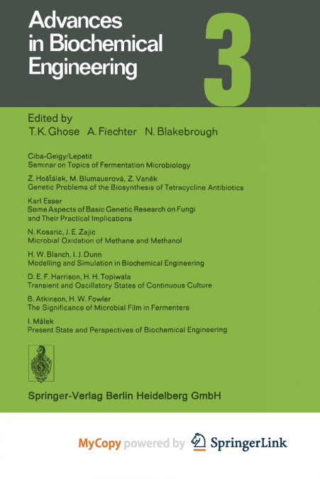 Advances in Biochemical Engineering