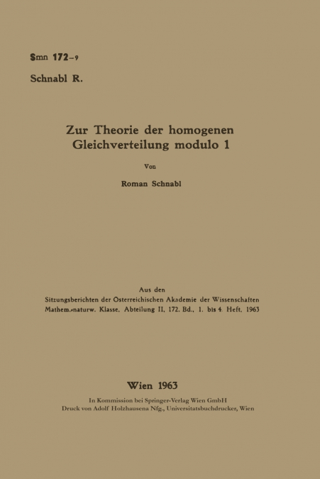 Zur Theorie der homogenen Gleichverteilung modulo 1