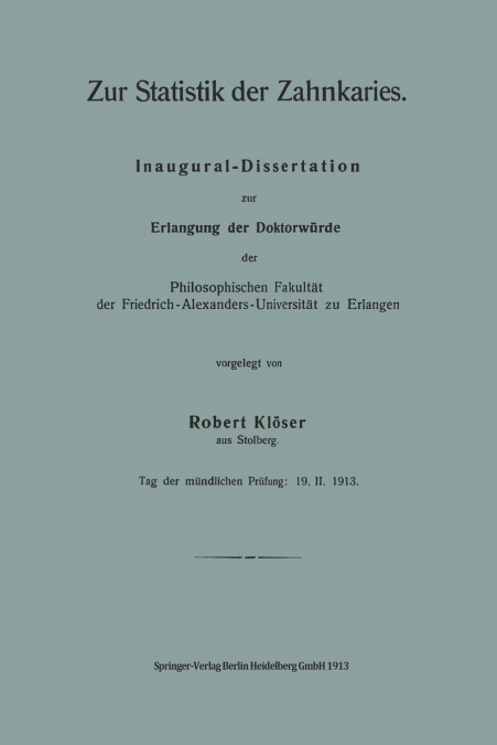 Zur Statistik Der Zahnkaries