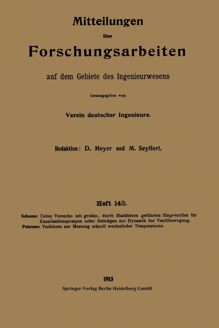 Mitteilungen Uber Forschungsarbeiten Auf Dem Gebiete Des Ingenieurwesens