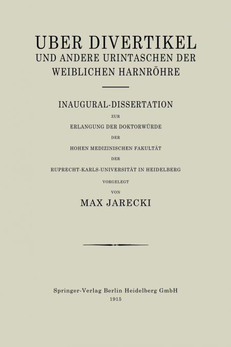 Uber Divertikel Und Andere Urintaschen Der Weiblichen Harnrohre
