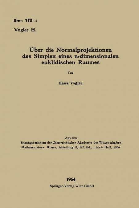 Über die Normalprojektionen des Simplex eines n-dimensionalen euklidischen Raumes