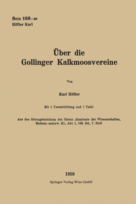 Uber Die Gollinger Kalkmoosvereine