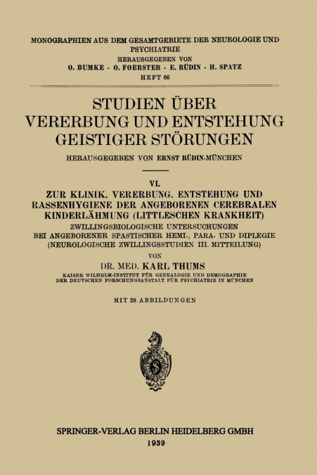 Studien Uber Vererbung Und Entstehung Geistiger Storungen