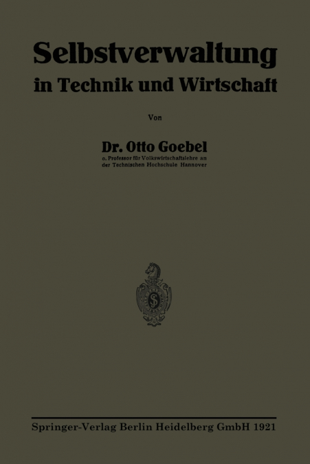 Selbstverwaltung in Technik Und Wirtschaft