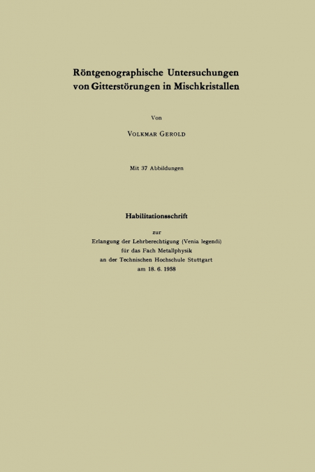 Rontgenographische Untersuchungen Von Gitterstorungen in Mischkristallen