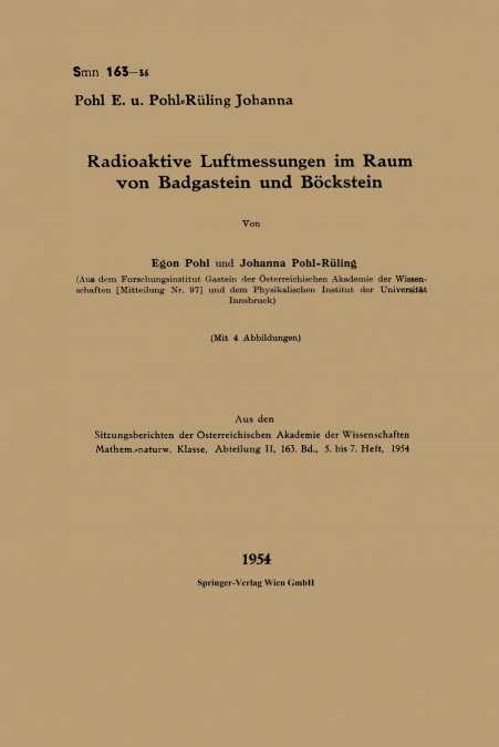 Radioaktive Luftmessungen im Raum von Badgastein und Böckstein