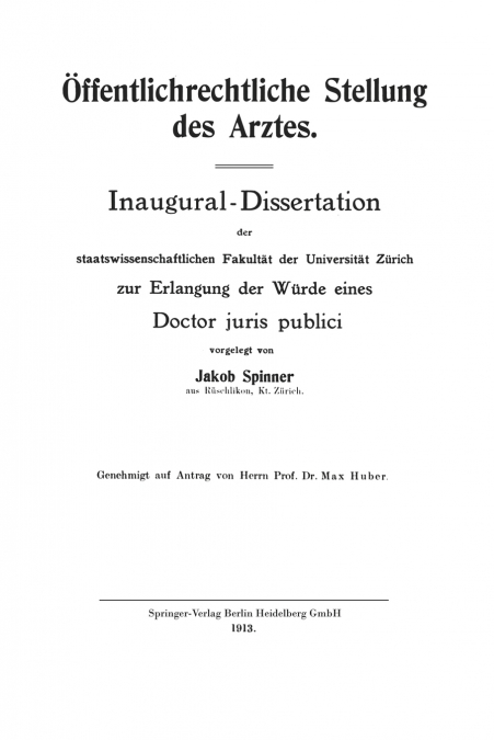 Öffentlichrechtliche Stellung des Arztes