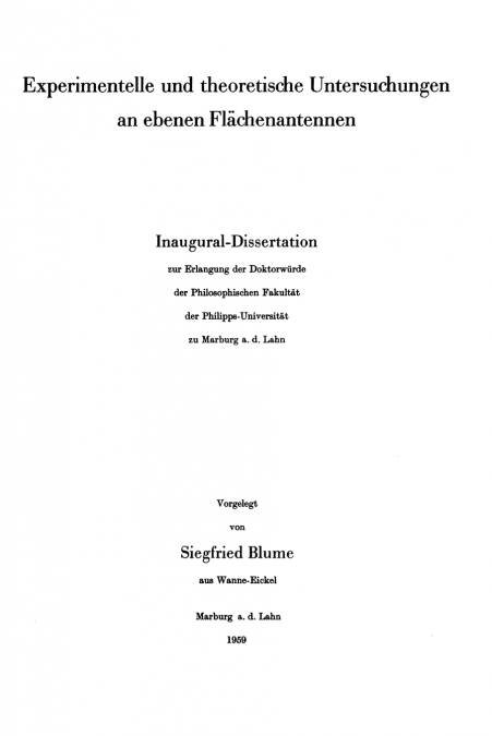 Experimentelle und theoretische Untersuchungen an ebenen Flächenantennen