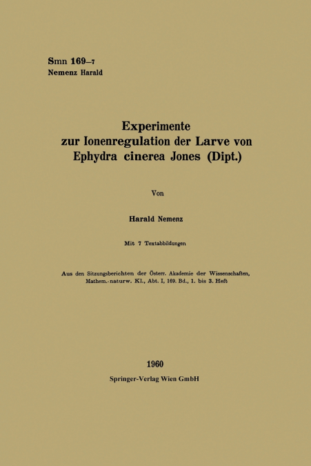 Experimente zur Ionenregulation der Larve von Ephydra cinerea Jones (Dipt. )