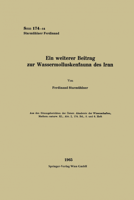 Ein weiterer Beitrag zur Wassermolluskenfauna des Iran