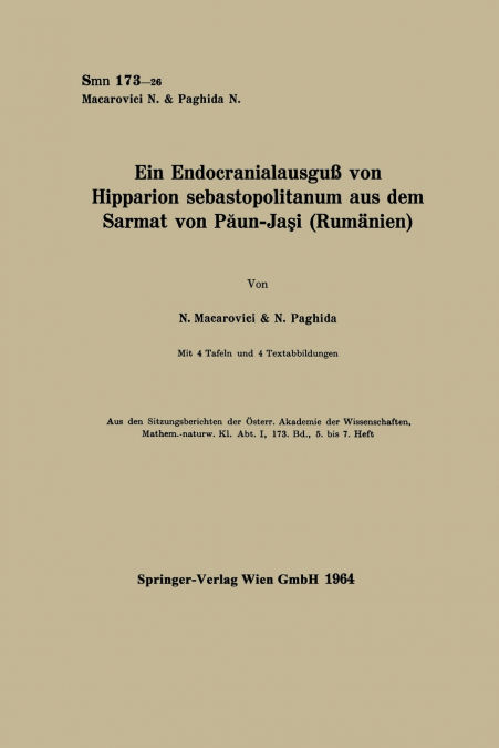 Ein Endocranialausguß von Hipparion sebastopolitanum aus dem Sarmat von Păun-Jaşi (Rumänien)