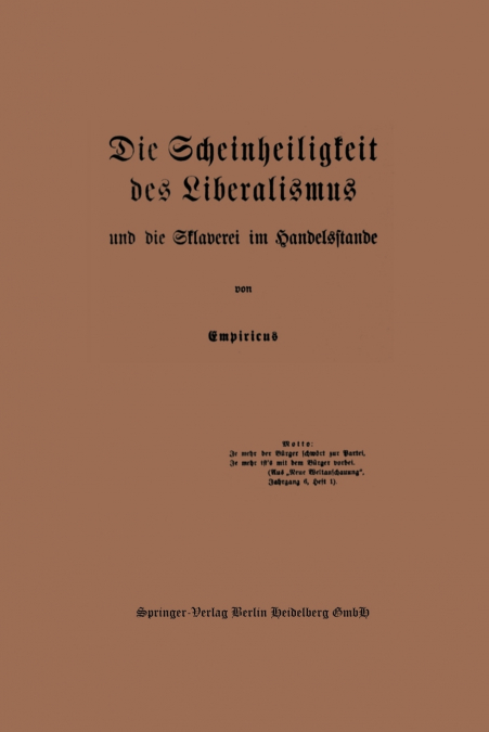 Die Scheinheiligkeit Des Liberalismus Und Die Sklaverei Im Handelsstande