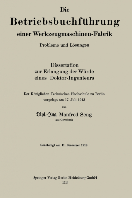 Die Betriebsbuchfuhrung Einer Werkzeugmaschinen-Fabrik