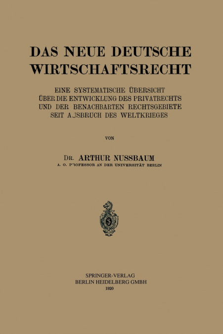 Das Neue Deutsche Wirtschaftsrecht