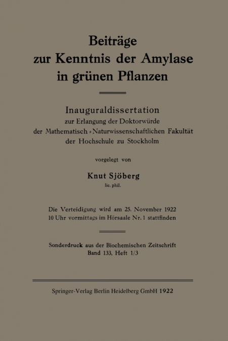 Beitrage Zur Kenntnis Der Amylase in Grunen Pflanzen