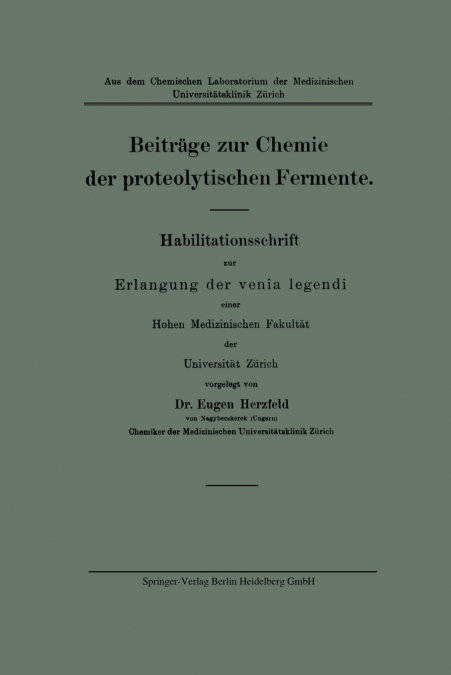 Beitrage Zur Chemie Der Proteolytischen Fermente