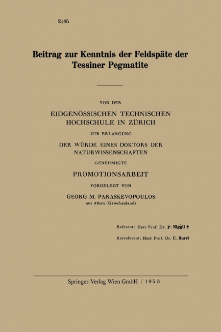 Beitrag Zur Kenntnis Der Feldspate Der Tessiner Pegmatite