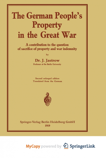 The German people’s Property in the great war