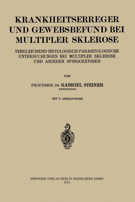 Krankheitserreger Und Gewebsbefund Bei Multipler Sklerose