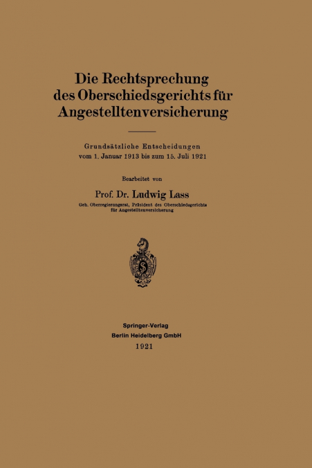 Die Rechtsprechung Des Oberschiedsgerichts Fur Angestelltenversicherung
