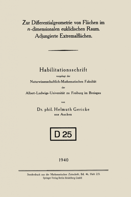Zur Differentialgeometrie Von Flachen Im N-Dimensionalen Euklidischen Raum. Adjungierte Extremalflachen