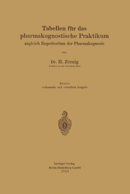 Tabellen Fur Das Pharmakognostische Praktikum
