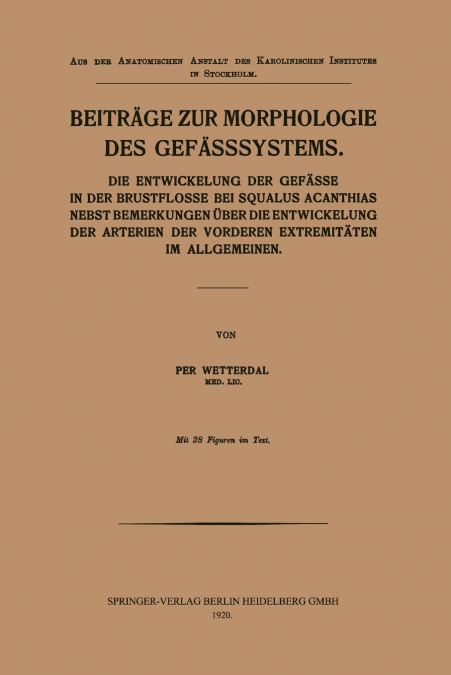 Beitrage Zur Morphologie Des Gefasssystems