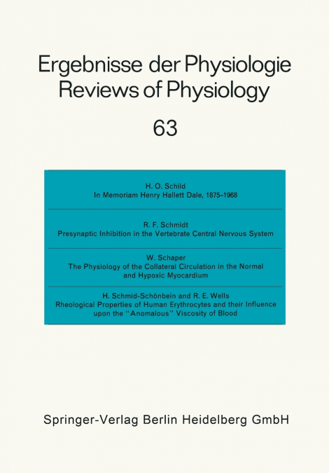 Ergebnisse Der Physiologie / Reviews of Physiology