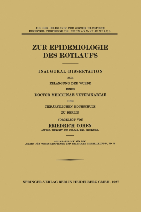 Zur Epidemiologie Des Rotlaufs
