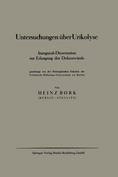 Untersuchungen Uber Urikolyse