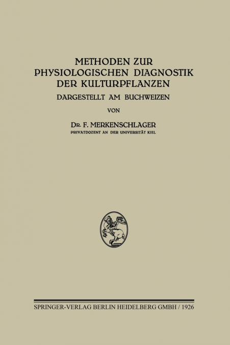 Methoden Zur Physiologischen Diagnostik Der Kulturpflanzen