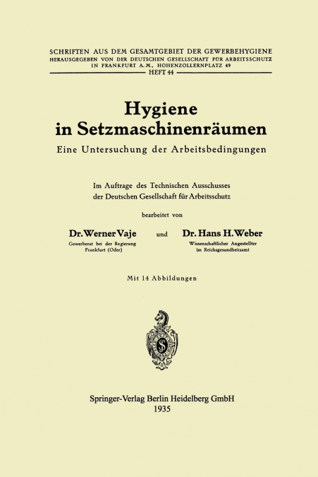 Hygiene in Setzmaschinenraumen