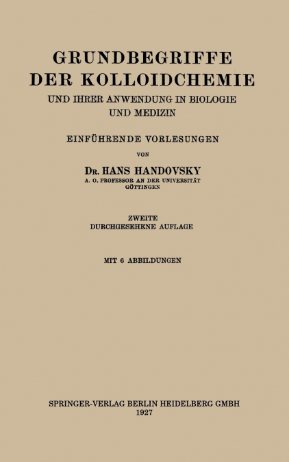 Grundbegriffe Der Kolloidchemie